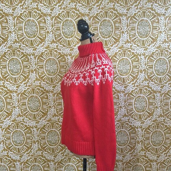 Tory Burch Red Mountain Fair Isle Merino Wool Turtleneck Sweater Sz XS SOLD OUT - Picture 6 of 11